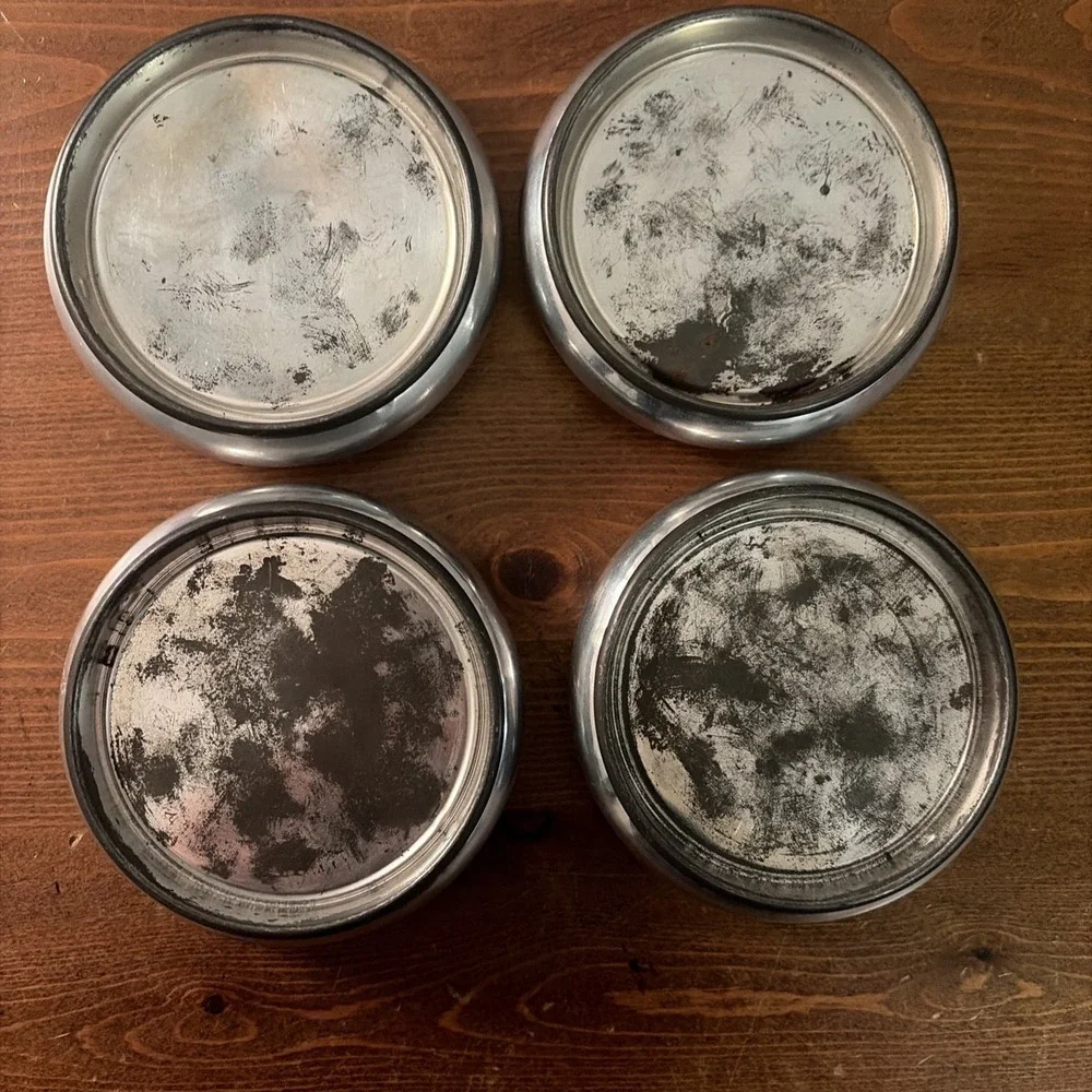 4 Vintage Hong Kong Glass Silver Plate Trinket Key Coin Coaster  4